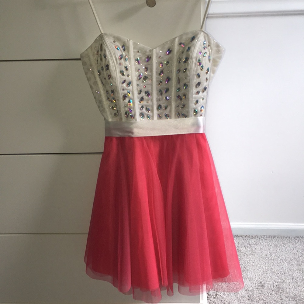 Coral & White Formal Dress